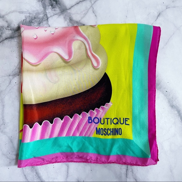 Boutique Moschino Colourful Cupcake Print Square Scarf